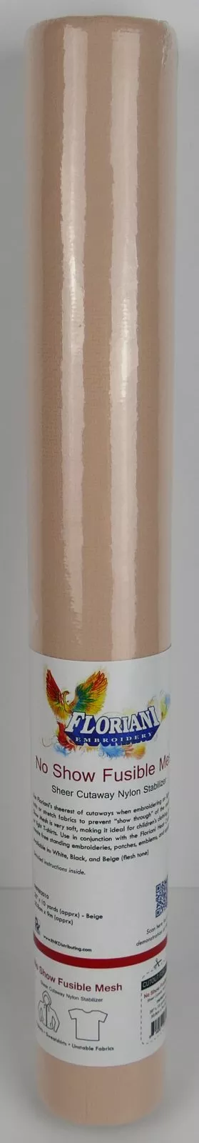 No Show Fusible Mesh - Sheer Cutaway Nylon Stabilizer : Beige - 20" x 10 yards - Floriani